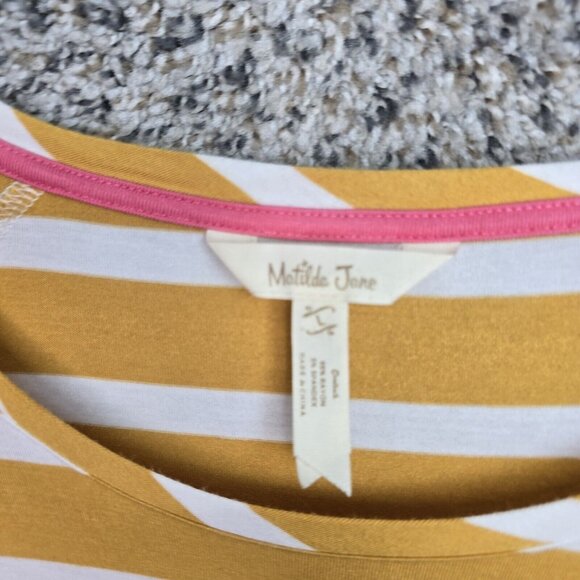 Matilda Jane Top Womens Large Yellow Striped Stretch Tunic Long Sleeve Casual - Picture 6 of 7